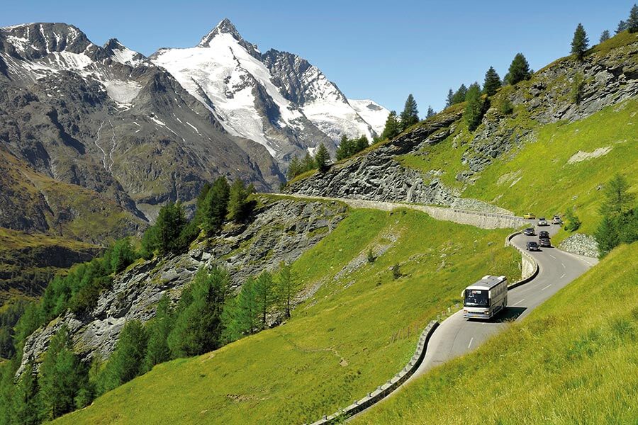 The high-alpine road runs through the mountains of the Salzburg region to the Grossglockner peak